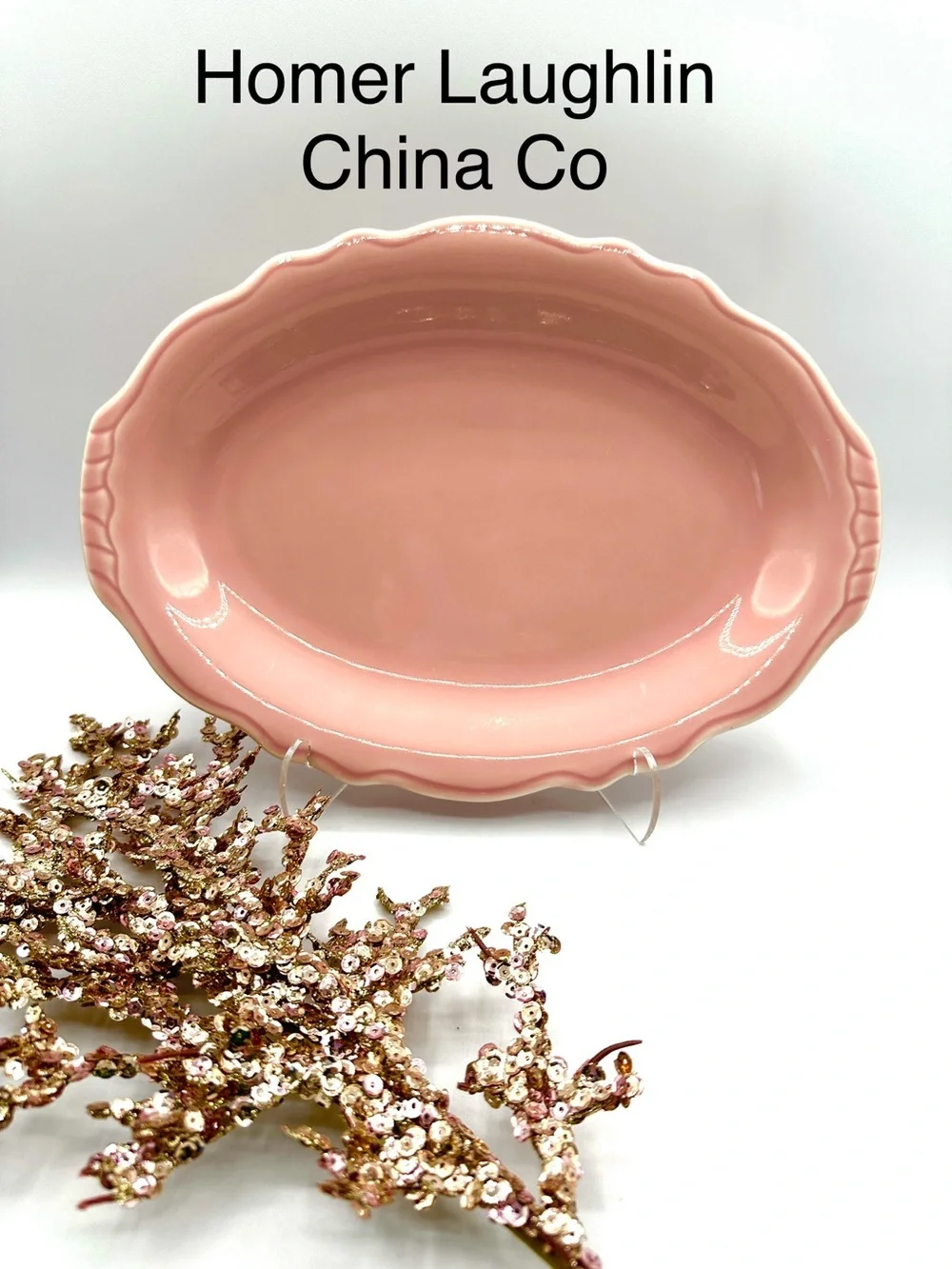 Homer Laughlin Terrace Pink Oval Platter 11.5”
